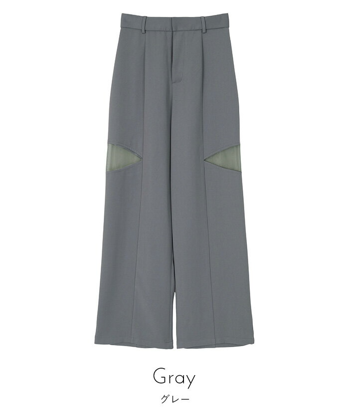 【店内全品30％OFFクーポン】8/5 23:59まで■サイドシアー切替ワイドパンツ【miette ミエット】