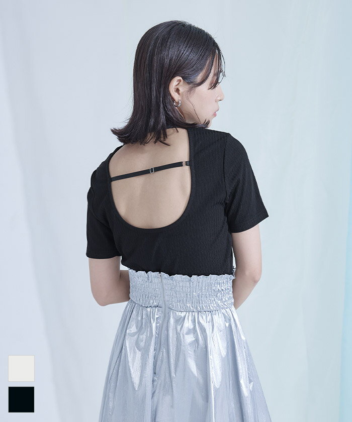 バックオープンリブトップス〔メール便可／40〕【miette ミエット】