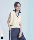 配色ステッチVネックベスト【miette ミエット】