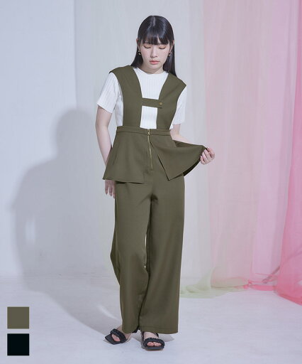 【店内全品30%OFFクーポン】7/25 23:59まで■ペプラムオールインワン【miette ミエット】 【店内全品30%OFFクーポン】7/25 23:59まで■ペプラムオールインワン【miette ミエット】