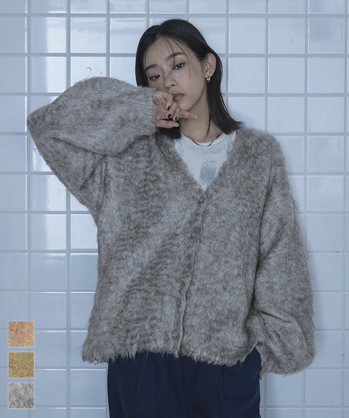 【店内全品30％OFFクーポン】11/5 23:59まで■ブークレシャギーVネックカーディガン【miette ミエット】のサムネイル