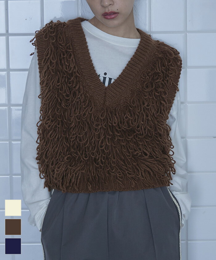 Vネックループニットベスト【miette ミエット】のサムネイル