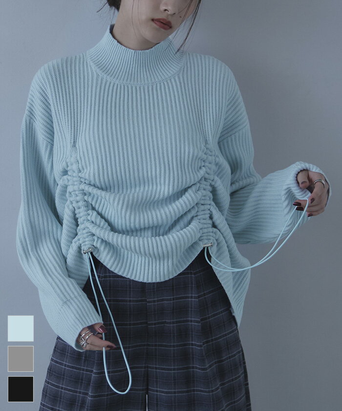 先着100名様【店内全品50％OFFクーポン】12/4 20時～■ドロストハイネックニット【miette ミエット】