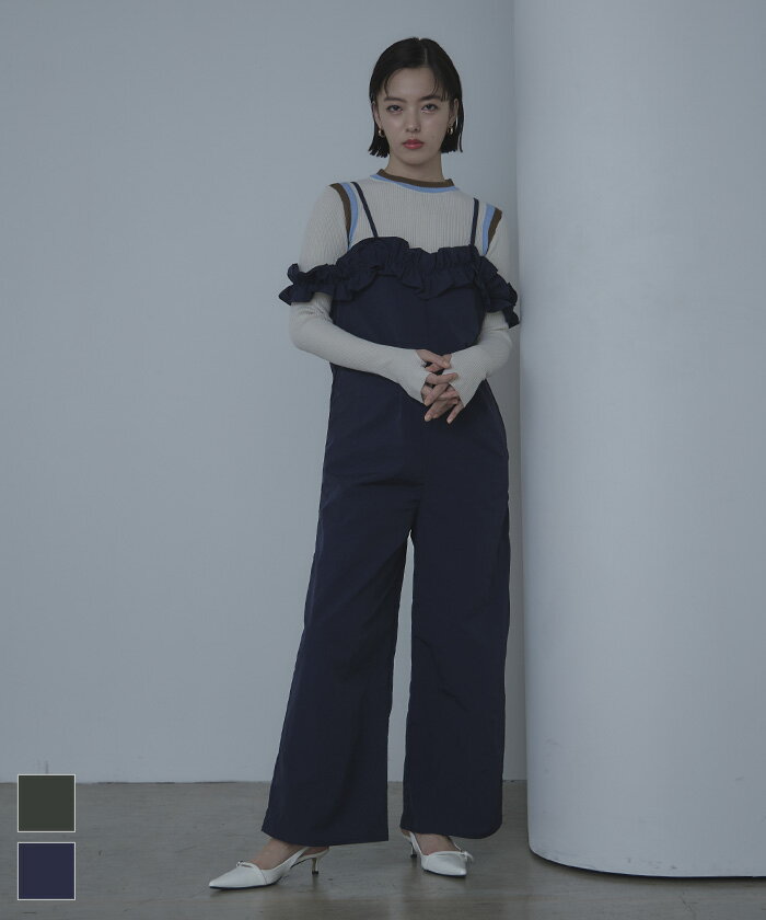 先着100名様【店内全品50％OFFクーポン】11/20 20時～■フリルオフショルオールインワン【miette ミエッ..