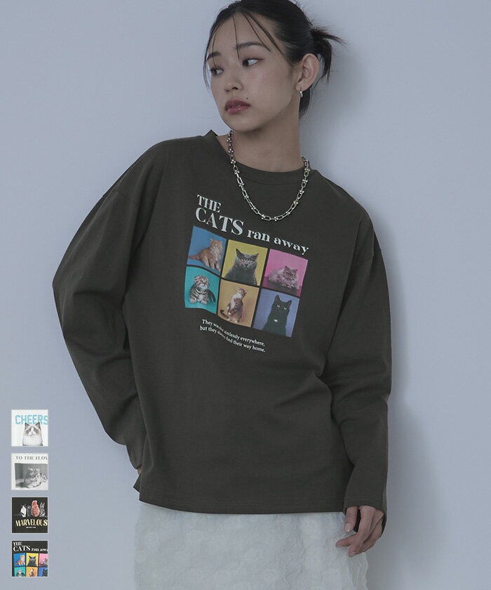 Rakuten - 【店内全品20％OFFクーポン】5/16 1:59まで■catプリントロンT〔メール便可／100〕【miette ミエット】