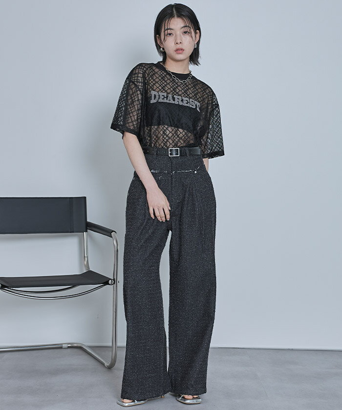【20％offクーポン発行】6/27 1:59まで■レースロゴビッグTシャツ〔メール便可／60〕【miette ミエット】
