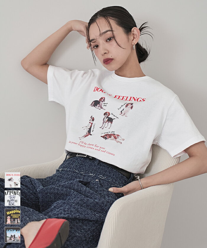 Rakuten - 【店内全品20％OFFクーポン】5/16 1:59まで■dogプリントTシャツ【miette ミエット】