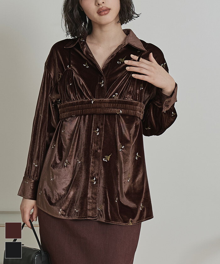 【店内全品30％OFFクーポン】11/5 23:59まで■ビスチェセットベロアシャツ【miette ミエット】のサムネイル