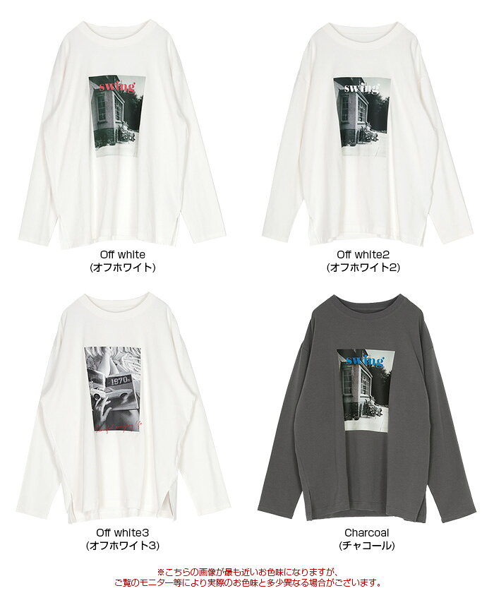 ヴィンテージライクフォトプリントロングスリーブTシャツ トップス レディース カ...