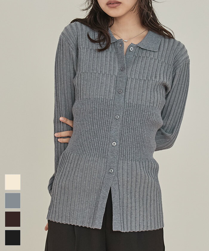 【店内全品30％OFFクーポン】10/4 23:59まで■ランダムリブ襟付きニット【miette ミエット】のサムネイル