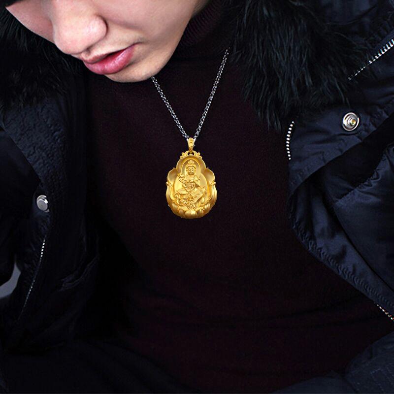 ネックレス メンズ ソリッド 干支 守護仏 大日如来 お守り シルバーメッキ ゴールド装飾 ペンダント 厄除け 縁起物 上質 高級感