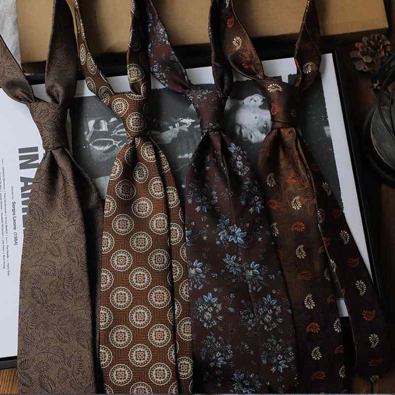 ネクタイ メンズ ビジネス フォーマル 大柄 花柄 コーヒーカラー 8cm幅 韓国風 結婚式 パーティー 披露宴 オフィス 成人式 スーツ小物(x2)