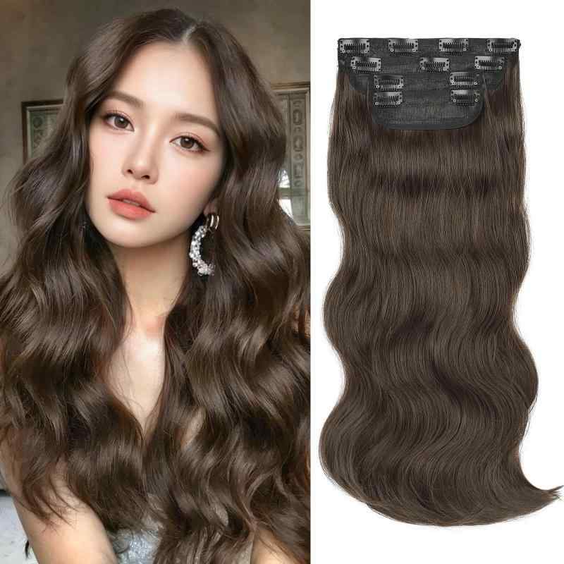 乐天商城 - 襟足ウィッグ 黒 ロング ストレート ブラック50cm 5枚セットクリップ式 エクステ ワンタッチエクステ つけ毛 女性用 耐熱 薄毛