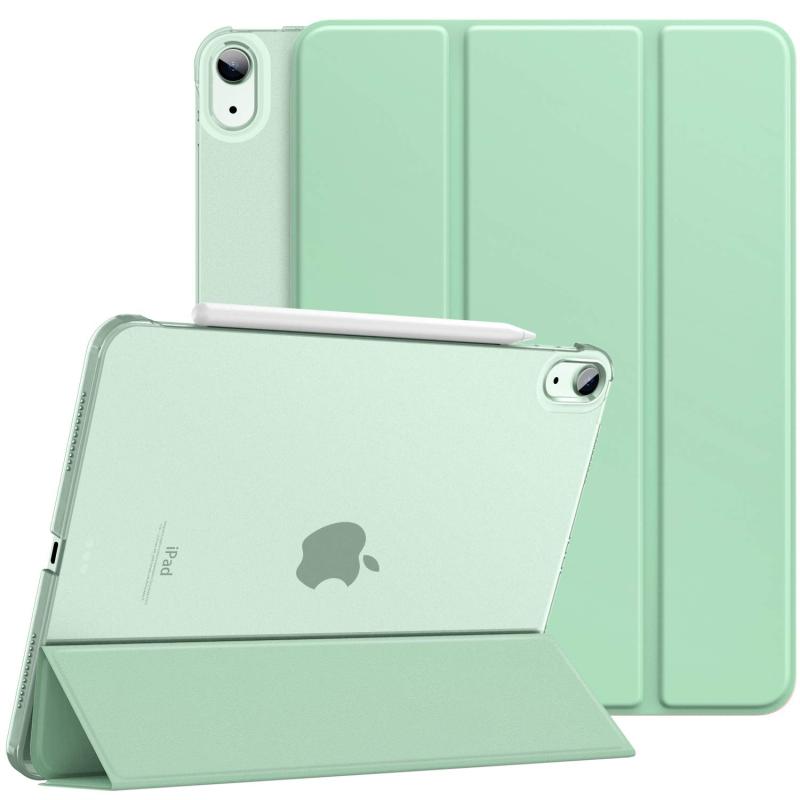 iPad Air 4 ケース 2020 アイパッド エア 第4代 タブレットケース iPad 10.8インチ カバー 半透明 カバー 三つ折り スタンドケース オートスリープ機能 軽量 薄型 PU+PC マイクロファイバー裏