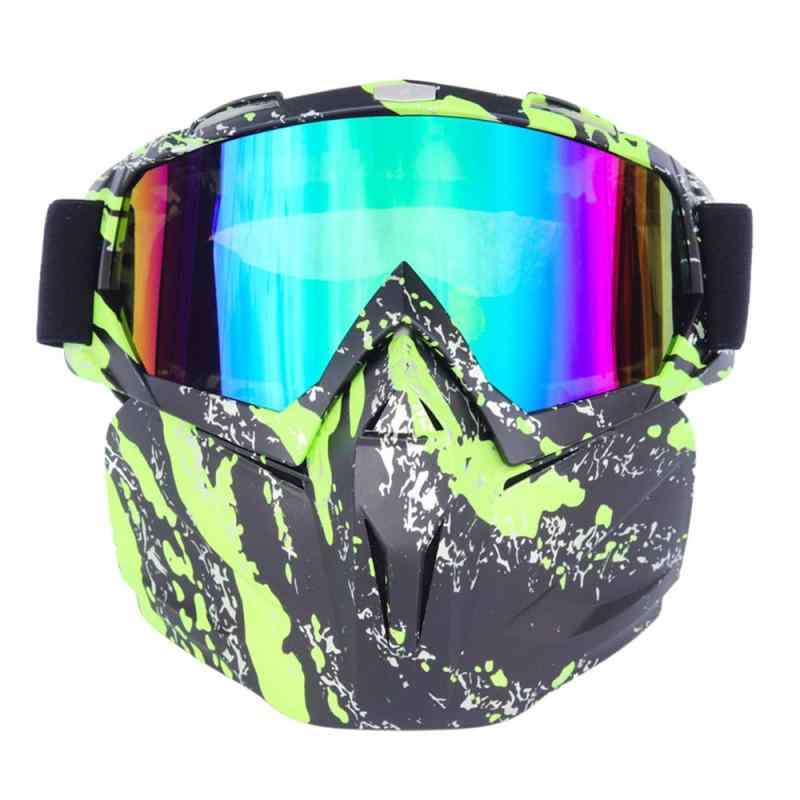 サイクリンググラス オートバイ眼鏡 防護サングラス フルフェイス付き フルフェイスゴーグル 安全ゴーグル UVカット フェイスガード取り外し可能 耐衝撃 保護メガネ バイク モトクロス ツ(2)