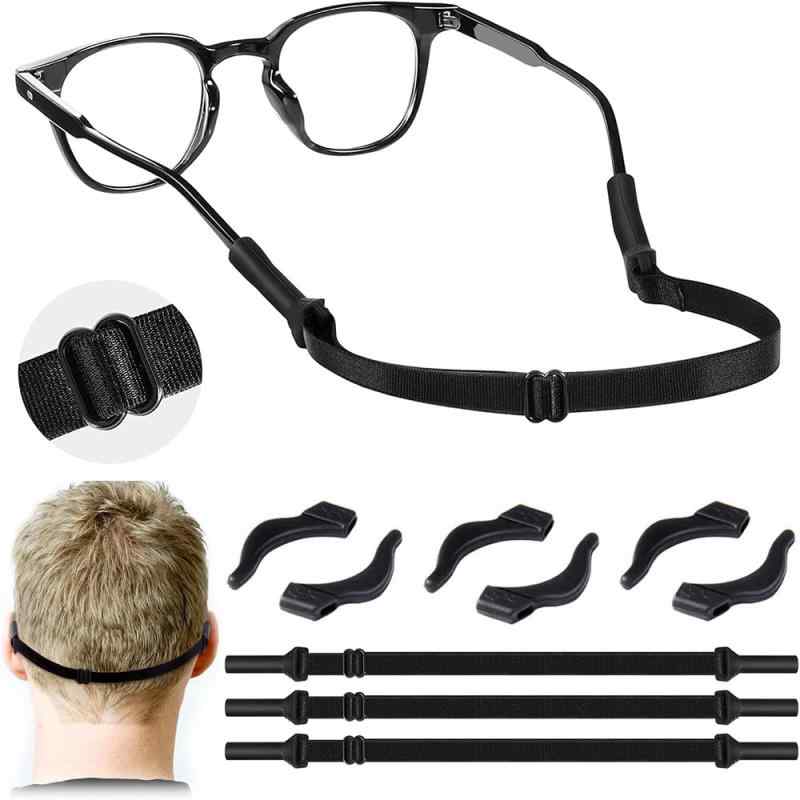 メガネバンド メガネずれ落ち防止 メガネストラップ 眼鏡ずれ落ち防止バンド スポーツ眼鏡ストラップ 眼鏡バンド 調節可能 めがねストッパー めがね固定 ズレ防止 抗菌加工 3枚セット(3)