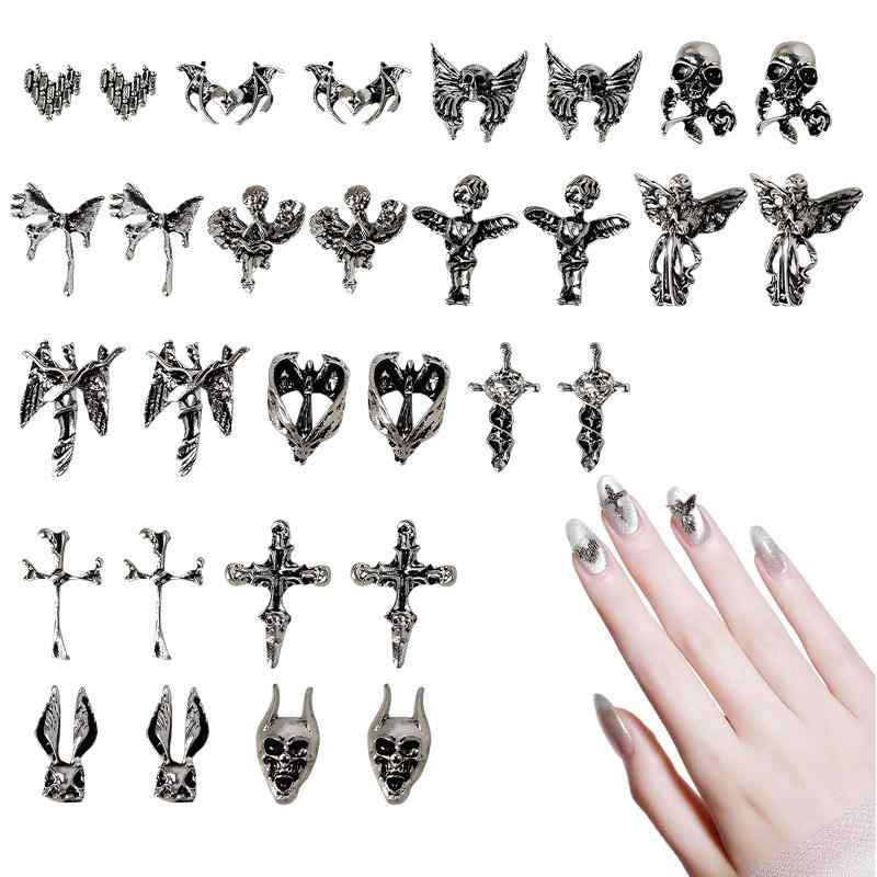 ネイルパーツ パンク風 レトロ メタルパーツ ネイルアートパーツ 30個セット ネイルデコパーツ 3D 立体..