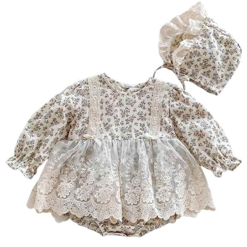 [] べビー服 2点セット 長袖 お花柄 ベビー ロンパース ワンピース チュールスカート 女の子 PF10