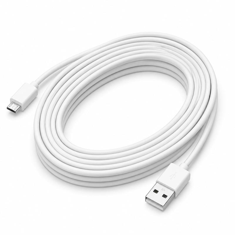 USB to Micro USB延長電源ケーブル - Wyze Cam、Oculus Go、Yi ome Camera、Kasa Camセキュリティカメラと互換性あり、ホワイト