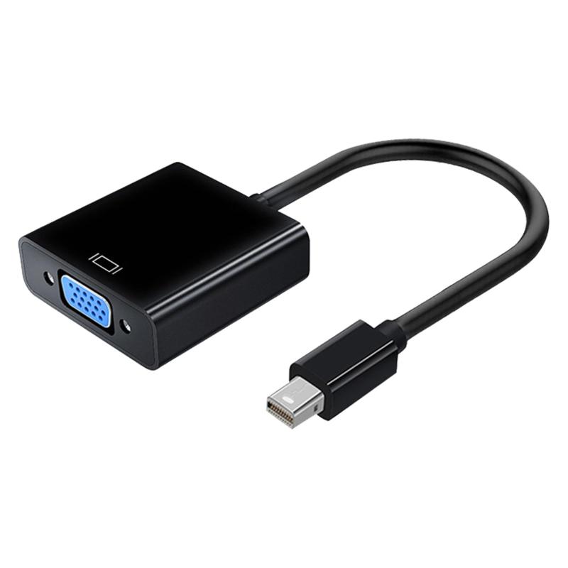 Mini DisplayPort→VGA変換アダプター Mini DP オス to VGA メス 変換アダプター 1080P 60z 25cm ブラック 互換Thunderbolt 互換ノートパソコン/デスクパソコン/ディスプレイ/プロジェクター/テレビ