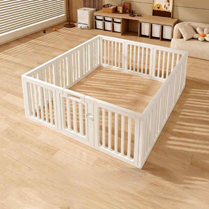 ベビーサークル キッズランド おもちゃパネル 折りたたみ 扉付き バスケット ベビーゲード 赤ちゃん 子供用 北欧 室内遊具 収納便利 組立簡単 扉ロック すべり止め かわいい 長方形