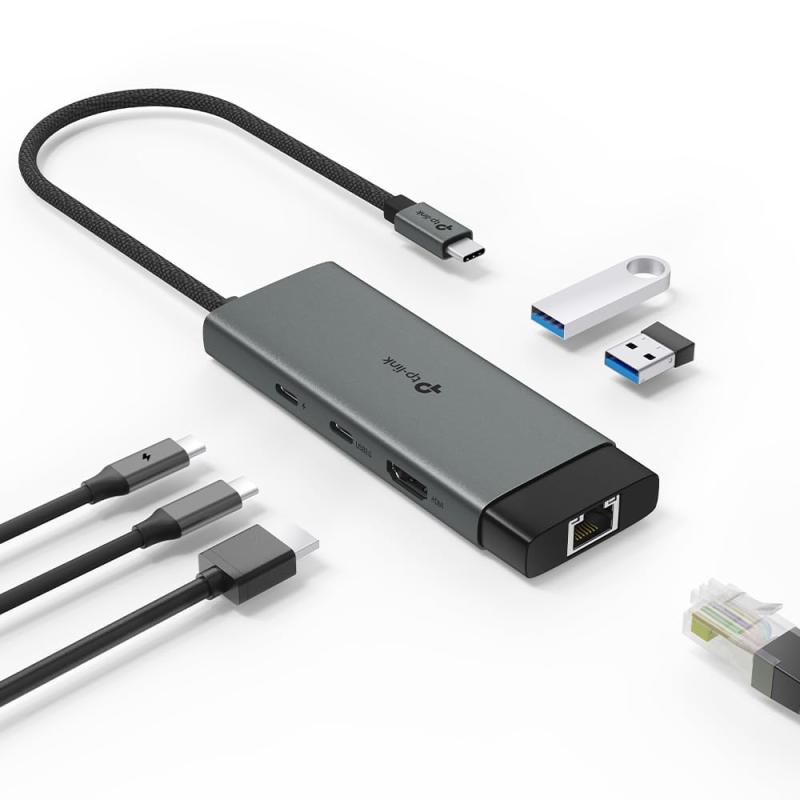 TP-Link USB Type-C 6ポート ハブ 4K@60z DMI / 1Gbps イーサネットポート / 100W 高速宮殿/USB-C ポート x1 / USB-A ポート x2 プラグ＆プレイ Windows 11/10/8.1 Linu