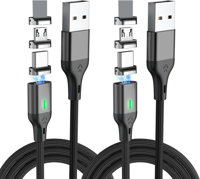 マグネット 充電ケーブル USB 急速充電 高速データ転送 3in1 iPhone Type-C led USBC Micro マグネット式 磁石 タイプc じゅうでんケーブル 充電器 android 等対応