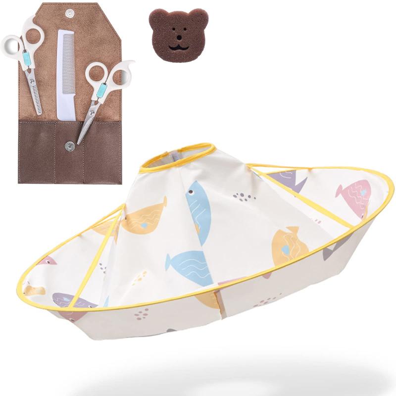 MINGYI 散髪 カット すきばさみ はさみセット子供用 散髪 コンパクト 散髪道具 収納しやすい 散髪ケープ付き