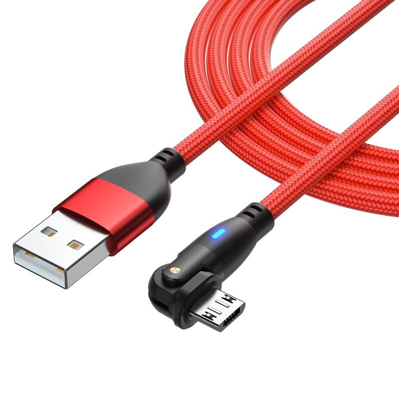 Micro USB ケーブル L字型 180度回転 急速充電 高速データ転送 マイクロ USB ケーブル 強化TPE製 USB Type A to マイクロb ケーブル Micro充電コード Android スマホ充電Type-B PS4 コントローラー