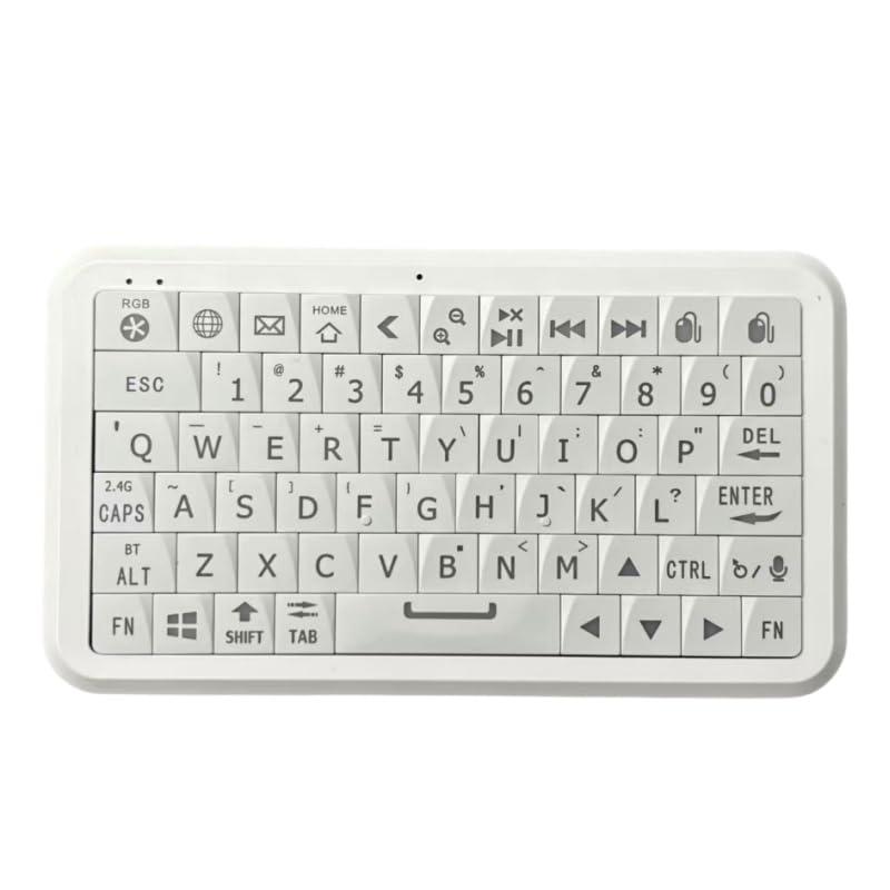 Winmaxle Mobdel B1 ミニ Bluetooth + 2.4G デュアルモード ワイヤレス キーボード、3軸ジャイロスコープ内蔵、64キー、7種類のRGBバックライトオプション、QWERTYレイアウト、充電式バッテリー、Type-C