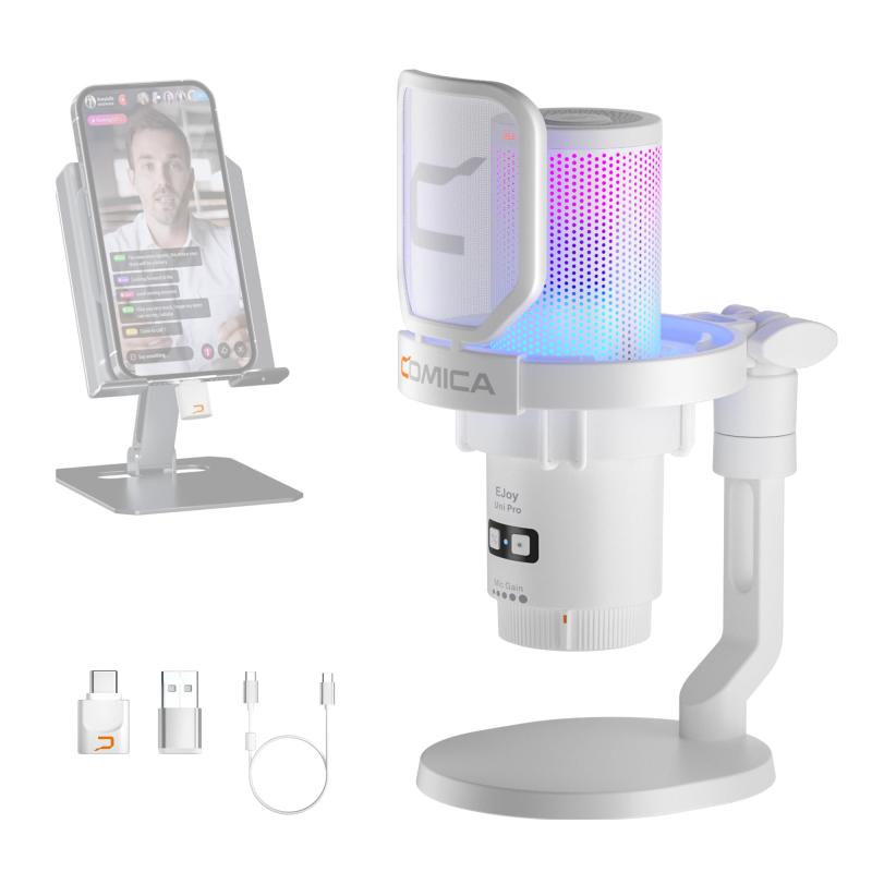 USBコンデンサーマイク ゲーミングマイク スタンド 単一指向性 マイクセット RGBライティング ノイズ軽減 ワンタッチミュート web配信 テレワーク ポットキャスト コンテンツクリエータ