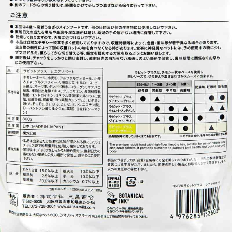 三晃商会 SANKO ラビットプラスシニアサポート 800グラム (x 1) titivate520-10128056 cocoluna31 サンプル画像3