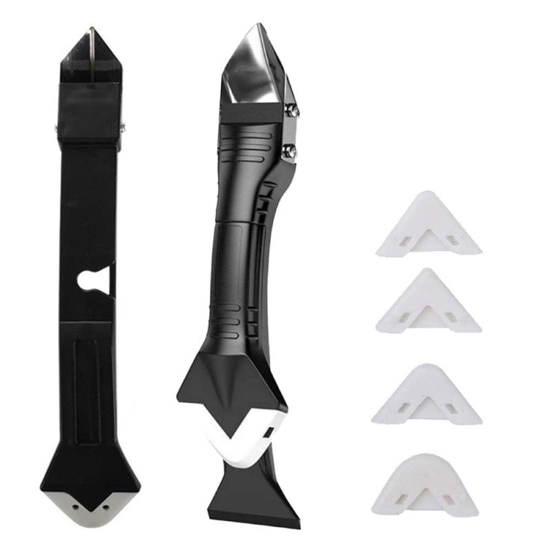 コーキング ツールキット コーキングはがし 取り替えヘッド付き 剥がし シリコンシーラントリムーバーショベル スクレーパーコーキングツール 5種類の調整用ドクターブレードセット