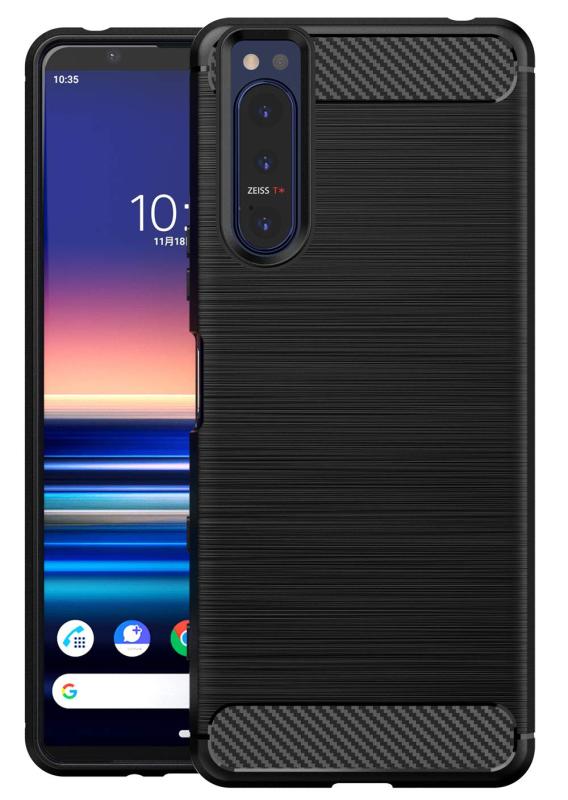 [] Xperia 5 II ケース docomo Xperia 5 II SO-52A 衝撃吸収 カーボン 指紋防止 シンプル 滑り止め エクスペリア 5ii SOG02 耐衝撃ケース 黒