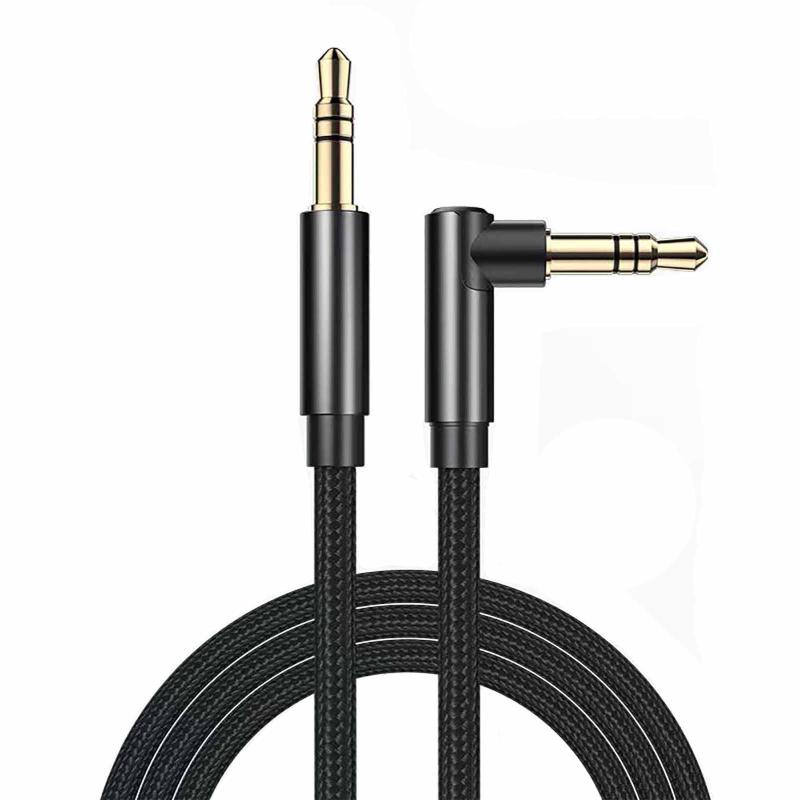オーディオケーブルauxケーブル片側L字ステレオミニプラグAUX 3.5 mm 3極雄-雄イヤホンプラグ金メッキプラグ高耐久性スマートフォン/イヤホン/スピーカー/自動車/iPad/iPod/PCなどに対応した1