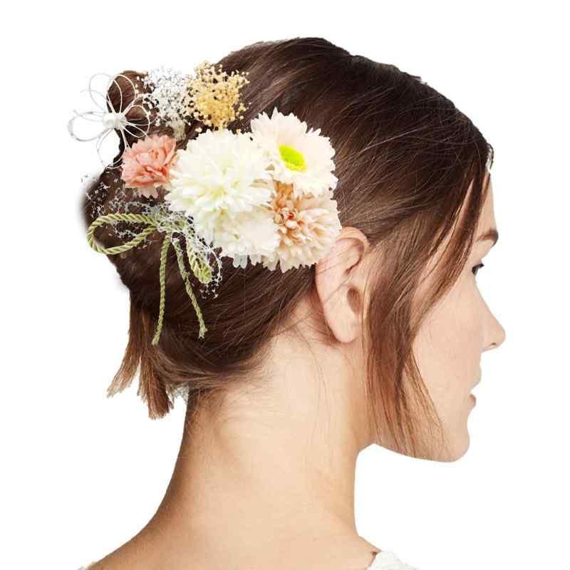 [] 髪飾り 和装 花 フラワー タッセル ピン Uピン 和風 造花 アクセサリー 成人式 七五三 卒業式 着物 浴衣 振袖
