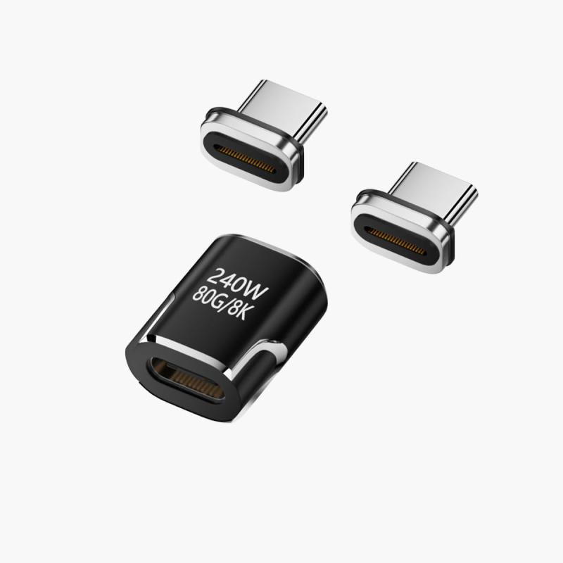 USB-C Type Cマグネット変換アダプタ USB4 サンダーボルト3 雷電 40Gbps 240W/5A 8K/60z 高速データ転送 8K動画転送 24ピン USB Cマグネット 磁石コネクタ 映像出力対応 断線防止 急速充電 簡単接続