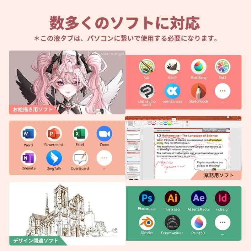 液タブ PD2200 21.5インチ 92%NTSC IPSパネル フルラミネーション 液晶タブレット 傾き検知 筆圧8192レベル 充電不要ペン イラスト デザイン お絵描き 液晶ペンタブレット 無段階スタンド付き