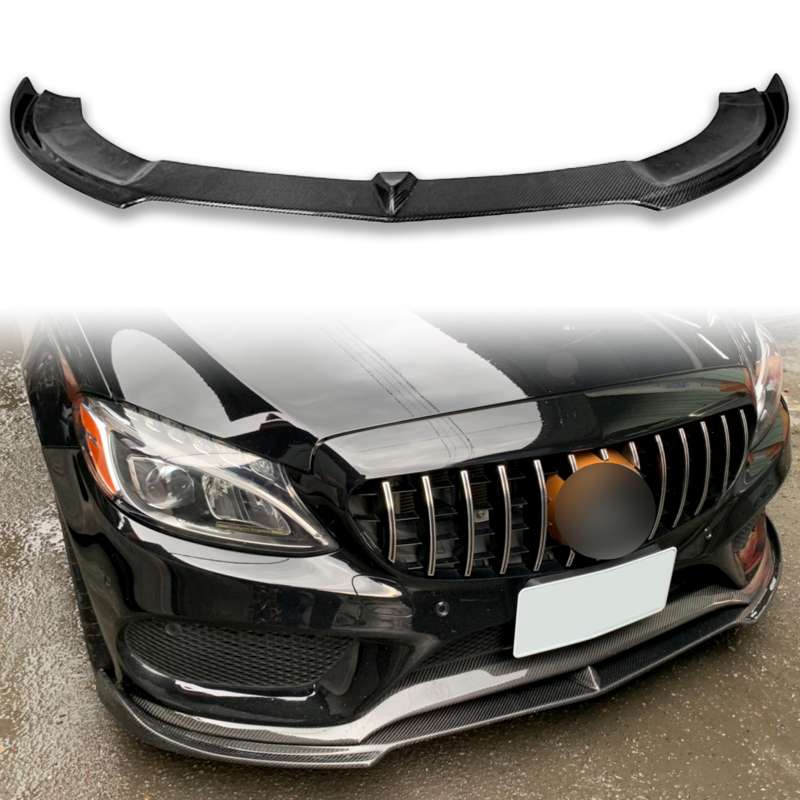 樂天商城 - メルセデスベンツ用 Cクラス W205 前期 セダン AMGパッケージバンパー用 カーボン フロントリップスポイラー 2014-2018 FRP材質 FDII【___OCS】