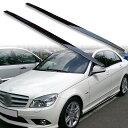 FYRALIP サイドエクステンション スポイラー アンダーフラップ メルセデスベンツ用 Cクラス W204 セダン用 2007-2014 PU製 左右セット 艶あり黒 ブラック塗装