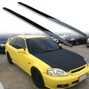 FYRALIP サイドエクステンション スポイラー アンダーフラップ ホンダ用 シビック 6代目 クーペ用 1996-2000 PU製 左右セット 艶あり黒 ブラック塗装