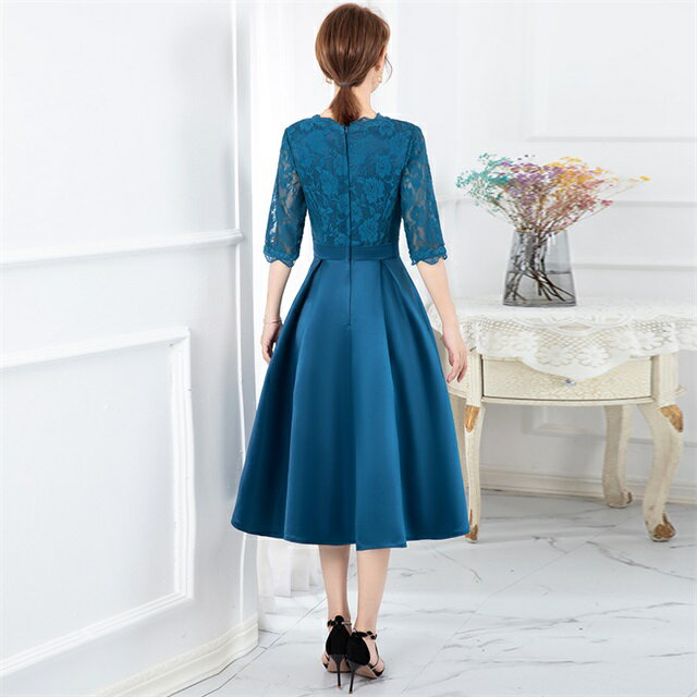 パーティードレス 結婚式 ワンピース お呼ばれ 二次会 披露宴 結婚式ドレス レディース 謝恩会 食事会 同窓会 卒業式 20代 30代 40代 かわいい 可愛い おすすめ 人気 ゲスト お洒落 ミモレ 清楚 上品 シンプル ドレス ミディアム 刺繍 Aライン 服装