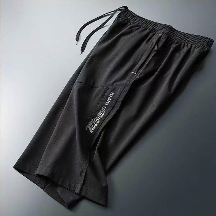 黒 7分丈 夏用 メンズ ハーフパンツ 2枚 クロップドパンツ 七分丈 パンツ ひざ下丈...