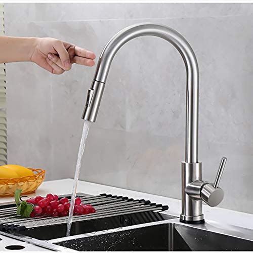 【タッチセンサー水栓】タッチセンサー水栓、手で軽く触って水を調整できます、ABS発泡器:流量は泡立ち器を最適化し、密集型の泡立ちボールは流れの快適さを向上させます。冷熱標識が付き、やけど防止。セラミック弁芯を採用して、健康で、もっと長く使用できます【機能】ホース引き出し式タッチキッチン蛇口、整流 シャワー切り替え、台所に使い勝手になる!【表面工芸】ニッケル処理キッチン蛇口 バルブ:セラミックバルブキッチン水栓(耐久性良いバルブ)【素材】ステンレス製キッチン蛇口(錆び防止素材)タッチキッチン蛇口タッチセンサー水栓 引き出し式 引き出し式+センサー式
