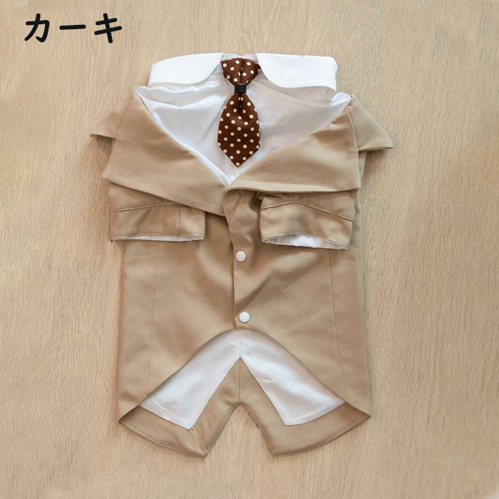 exitのドッグ 服 犬 タキシード ペットスーツ 大型犬 中型犬 小型犬 ペット スーツ 犬服 正装 結婚式 ネクタイ付き フォーマル ハーネス おめかし バースデー お誕生日 パーティー お出かけ｜アングル2
