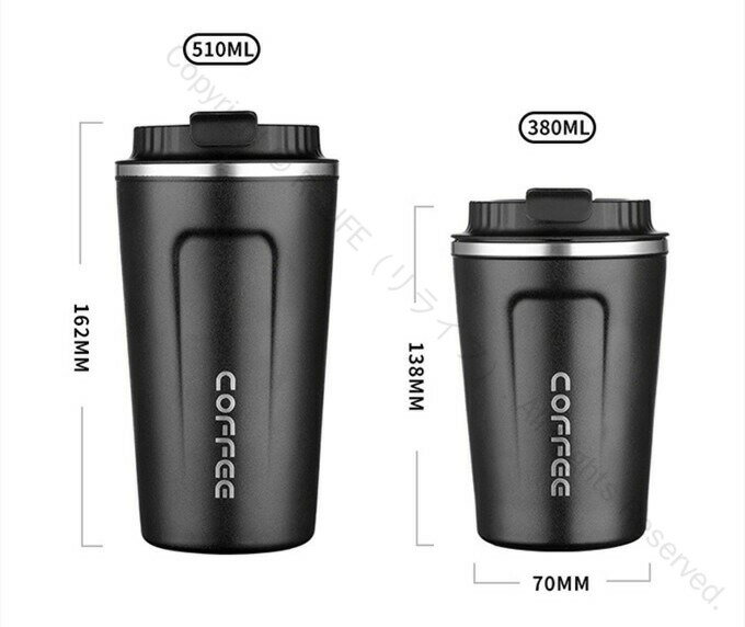 乐天商城 - コーヒーカップ 380ml 510ml タンブラー 水筒 蓋付き 大容量 真空断熱 保温 保冷 持ち運び マグボトル 直飲み ステンレス製 おしゃれ 洗いやすい こぼれない 職場 白 黒 オフィス用