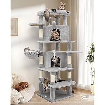 Rakuten - キャットタワー 据え置き 省スペース 大型猫用 転倒防止キャットタワー 多頭飼いに適しています 猫タワー