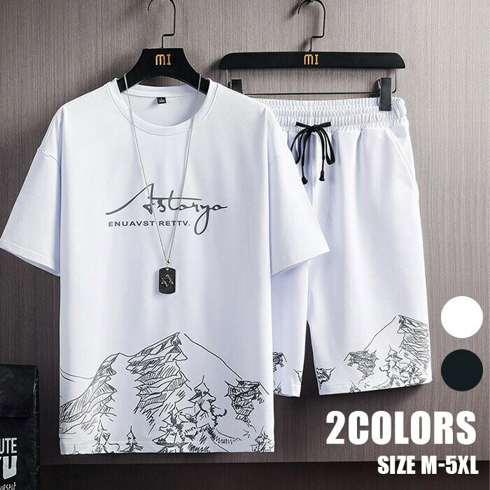 メンズ 2点セット 半袖Tシャツ ハーフパンツ ショートパンツ Tシャツショーツセット スポーツ 短パン 半パン トレーニング 上下 ルームウェア おしゃれ 涼しい 男性 スポーツウェア