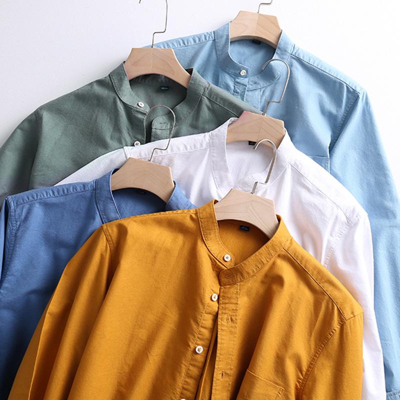 Rakuten - シャツ メンズ メンズシャツ 長袖シャツ バンドカラーシャツ ストライプシャツ オックスフォードシャツ カジュアルシャツ