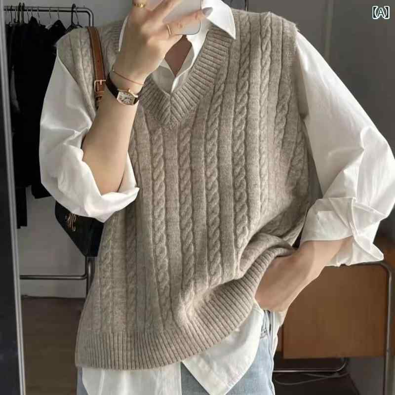樂天商城 - レディース ベスト ジレ 重ね着風 ドッキング 襟付き トップス ロングシャツ 2026 セーター アウター 大きいサイズ ニット アウ ウエスタンスタイル 襟